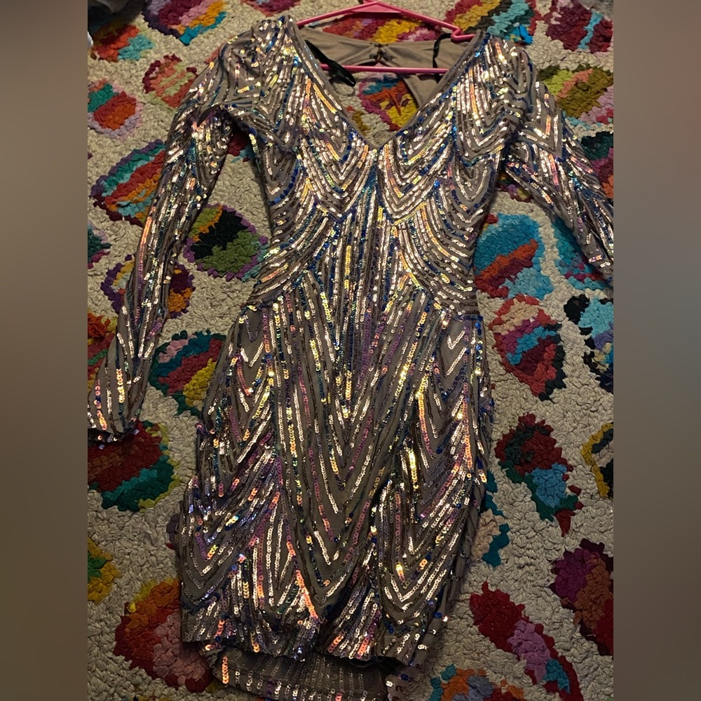 Tight sequined dress
